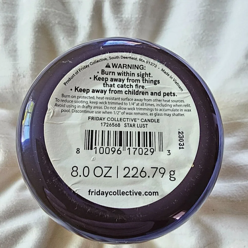 New Friday Collective Star Lust Candle 8 Oz Scented With Essential Oils